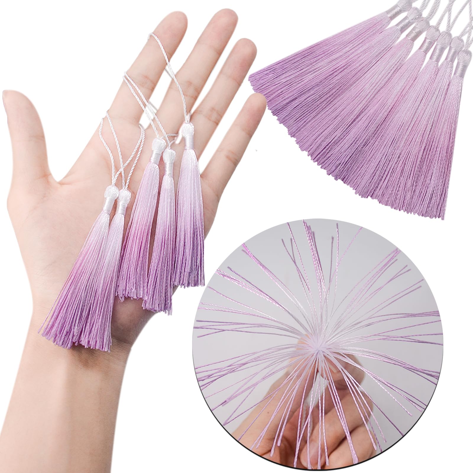 50PCS Mini Silk Tassel for Craft DIY Bookmark Cute Jewellery Making Beaded, Girl Earring, Keyring, Graduation, Small Key - Image 3