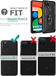 Ring Kickstand Phone Case for Google Pixel 5 (2020),Heavy Duty Dual Layer Drop Protection Case for Pixel 5,Hard Shell + Soft TPU + Ring Stand Fits Magnetic Car Mount,Black