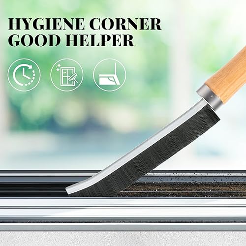 Miniatura 2 de DGSHIRLDJO Cepillo de limpieza de grietas de 3 piezas con cerdas duras, cepillo de limpieza para huecos, cepillo de ranura de ventana, cepillo de