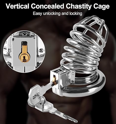 Miniatura 3 de Dispositivo de castidad de castidad  Nuevo diseño de bloqueo invisible vertical, jaula de castidad masculina, dispositivo de castidad para