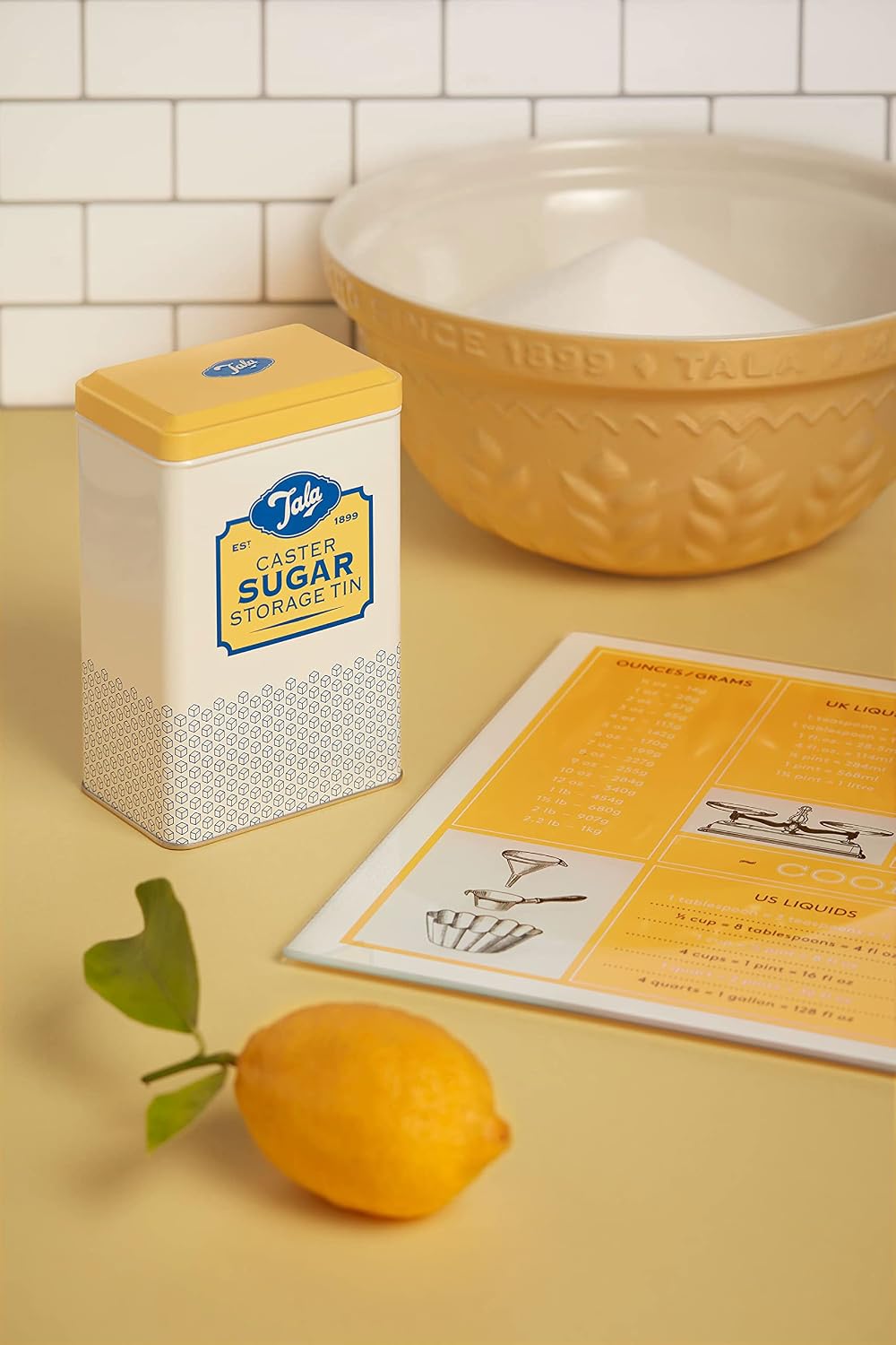 Tala Originals Storage Tin, Metal, Yellow and Cream Nostalgic Design, Holds a Full Bag of Caster Sugar (Sugar Not Included) - Image 4