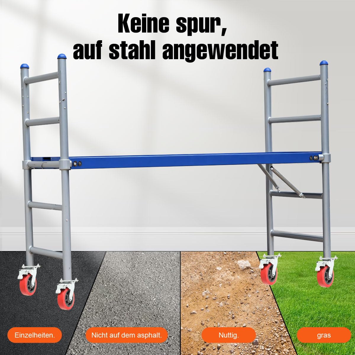 4 Stück Gerüstrollen Set 150mm Rollfüße Spindelrollen Lenkrollen Räder Gerüsträder mit Bremse für Arbeitsgerüste 500kg Tragkraft