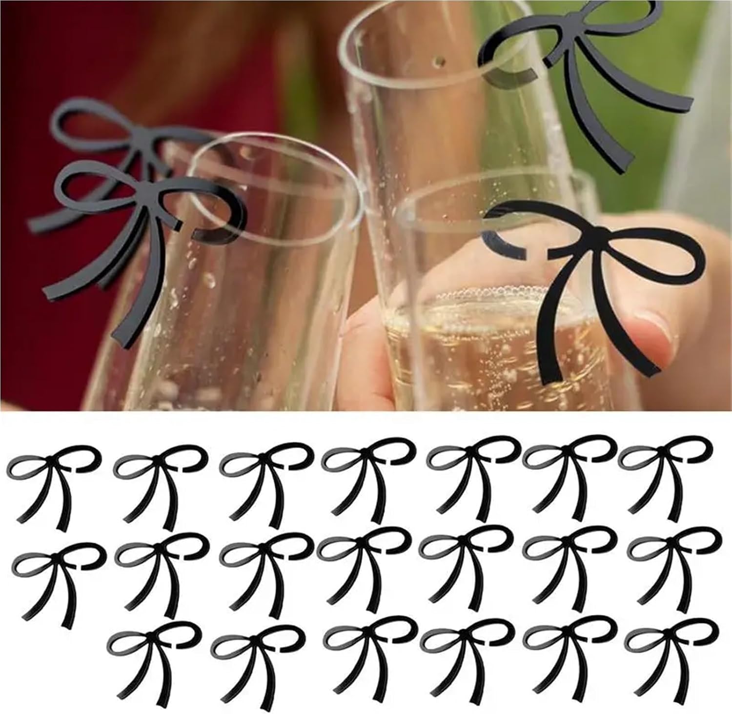 Versatile Wine Glass Markers,150pcs Charm Bow Decoration Decorative Labels for Party Wedding