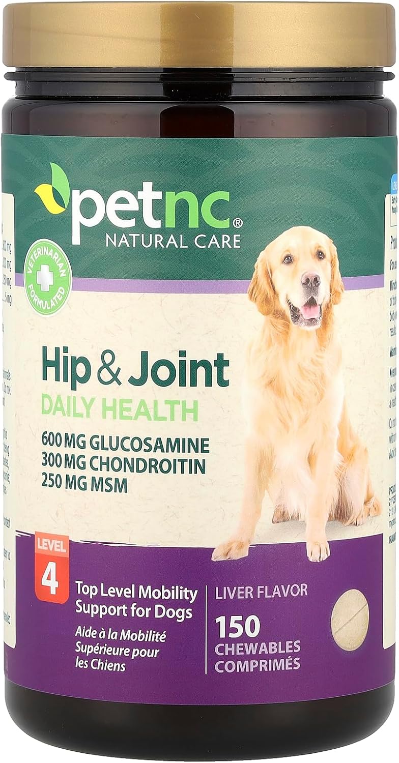Petnc Natural Care Level-4 Hip & Joint Health Supplement for Dogs (150 Count), Glucosamine Chondroitin MSM Dog Chews with Manganese, Liver-Flavored Bone & Joint Support Supplement Petnc Natural Care Level-4 Hip & Joint Health Supplement for Dogs (150 Count), Glucosamine Chondroitin MSM Dog Chews with Manganese, Liver-Flavored Bone & Joint Support Supplement
