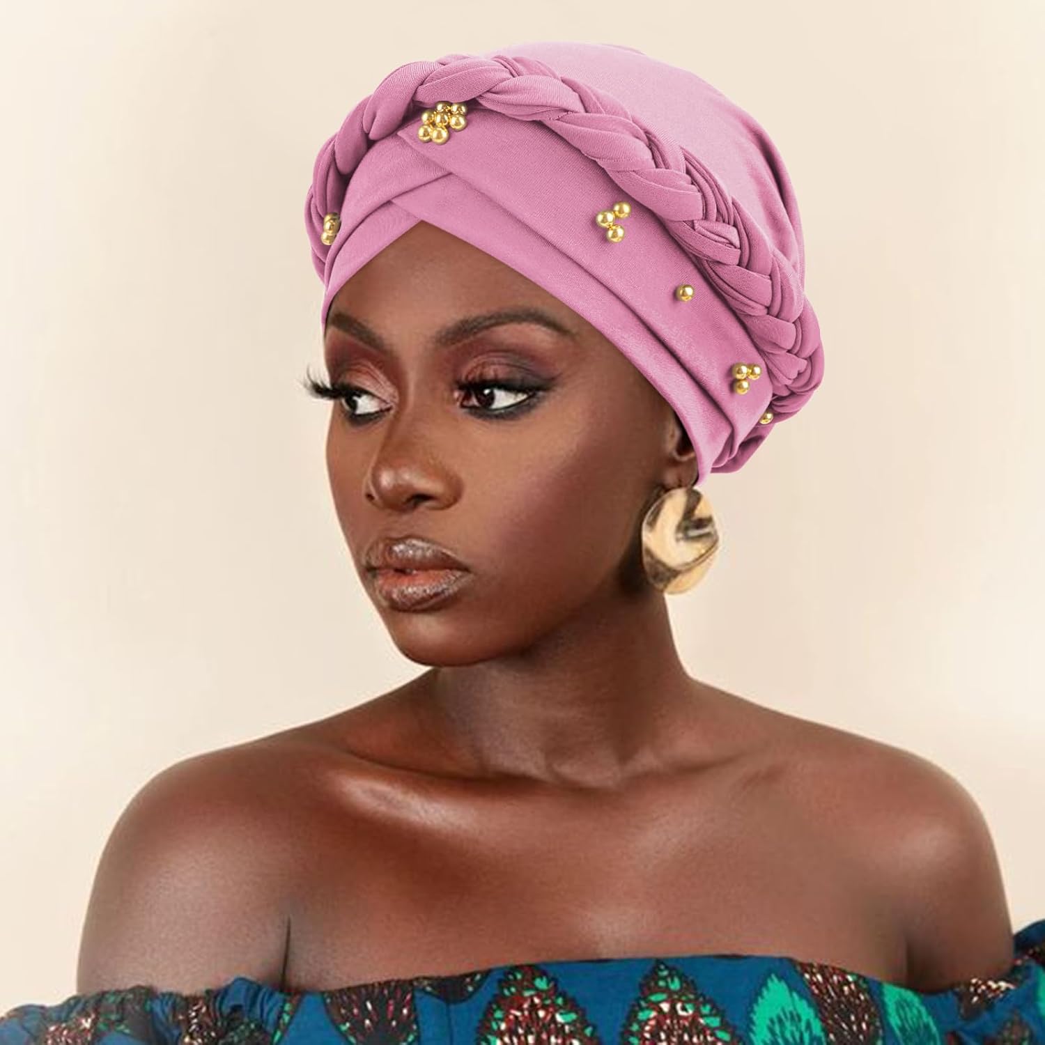 African Women Turban Caps Pre-Tied Twisted Turbans Head Scarf for Women Hair Wraps Cover Beanie Cancer Chemo Headwear - Image 3
