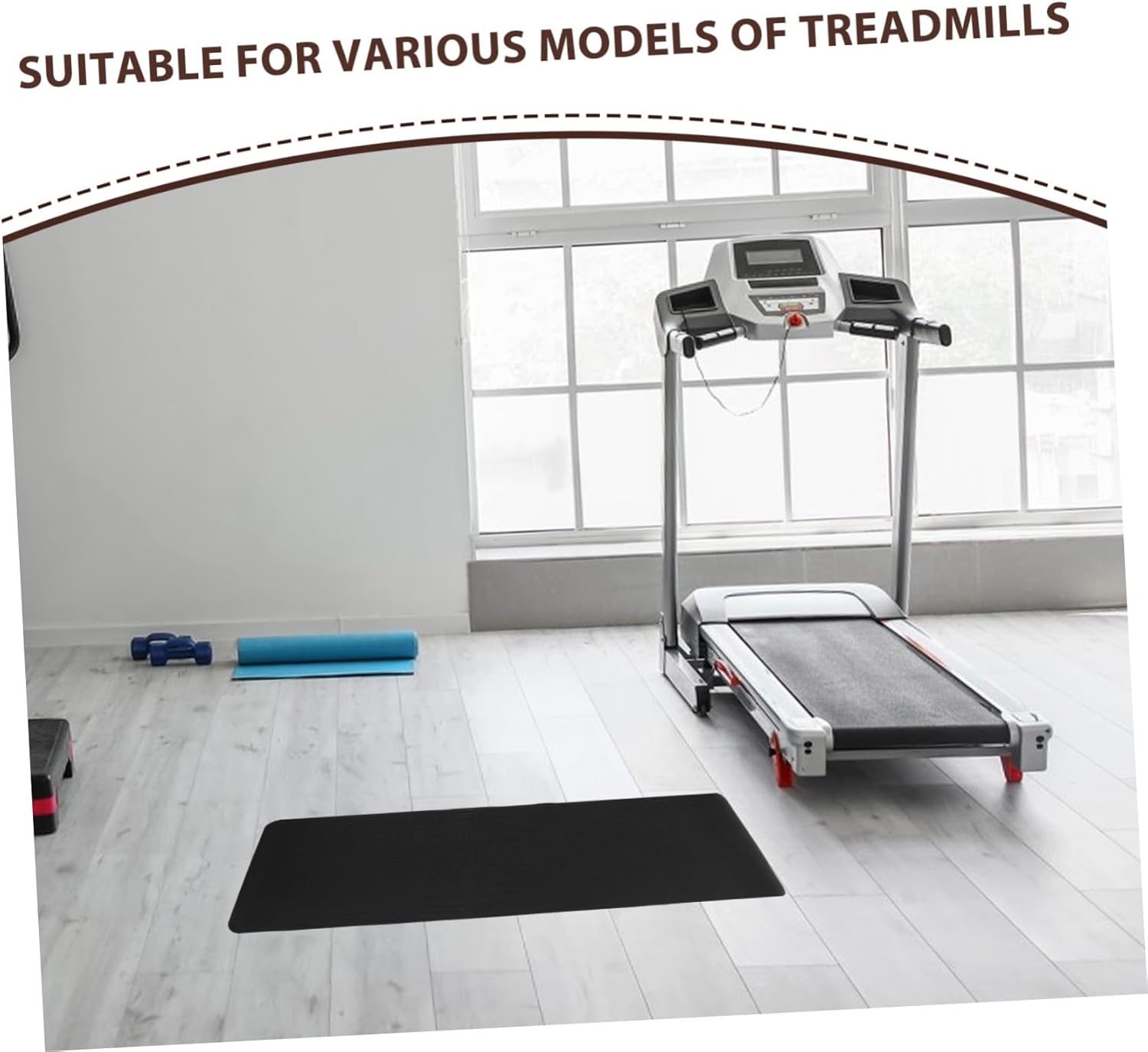 KICHOUSE Extra Non- Treadmill Mat for Home Gym High Rebound Shock Absorption Pad Noise Reduction Exercise Equipment Mat