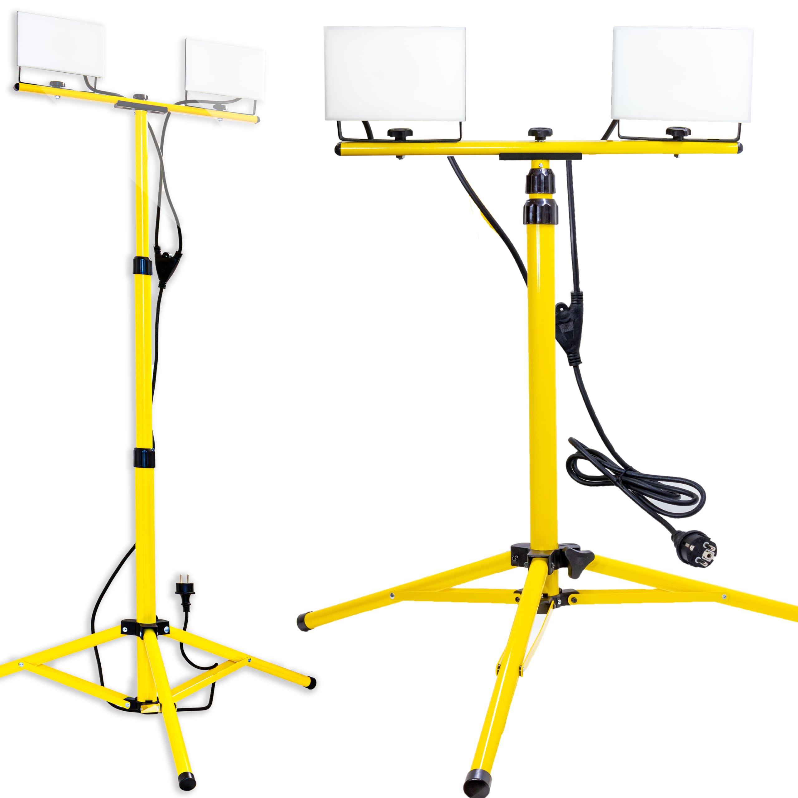 Faretto LED da Cantiere su Treppiede Telescopico - 60Watt, 4800 Lumen, luce bianca 4000K, Impermeabile IP65, Antirottura IK08 - Faretto LED da Esterno, Proiettore da Esterno per Cantiere