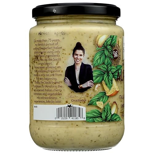 Miniatura 3 de SACLA Alfredo - Salsa de pasta con pesto de albahaca  Salsa cremosa italiana para pasta blanca con queso y albahaca fresca  Tarro de vidrio de 14.5