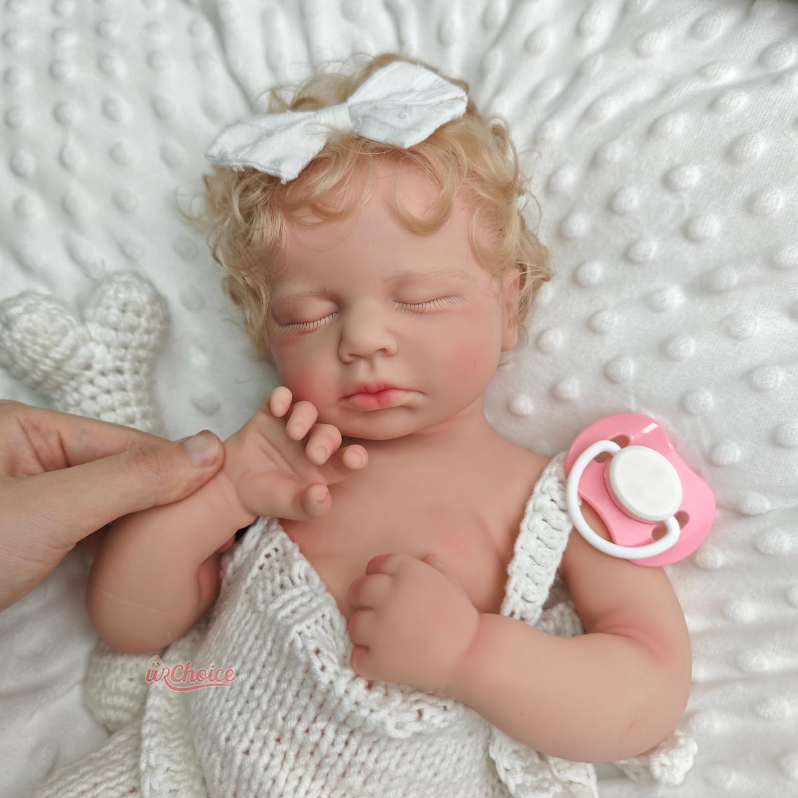 20 Zoll Vollkörper-Silikon-Babypuppe mit Haaren, 50 cm lebensechte Reborn-Babypuppe mit geöffnetem Mund, schlafende Neugeborenen-Puppe, anatomisch korrekt (Girl)