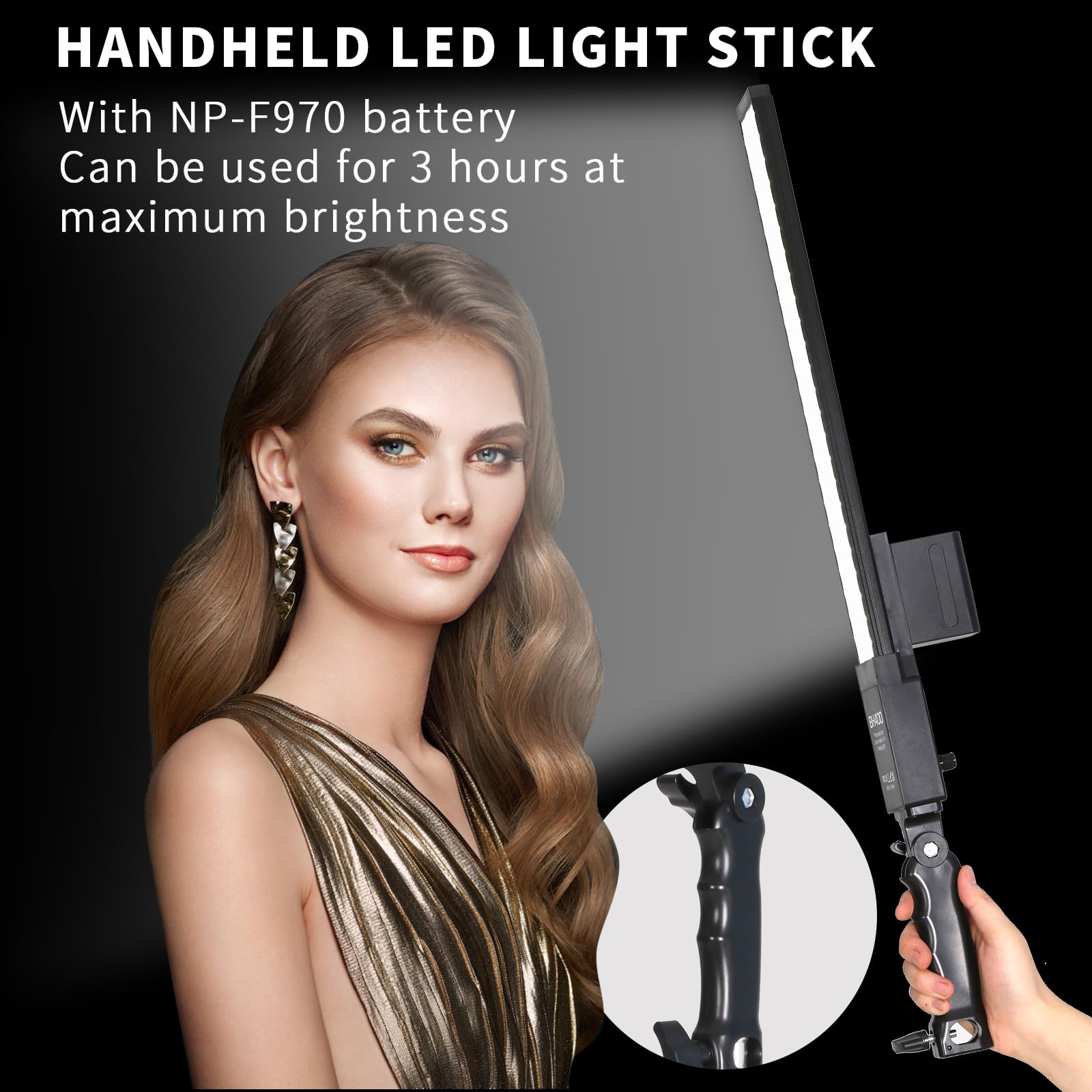 Iluminación de fotografía, kit de barra de luz LED portátil de mano con batería de iones de litio NP-F970, soporte remoto para grabación de video de YouTube, fotografía