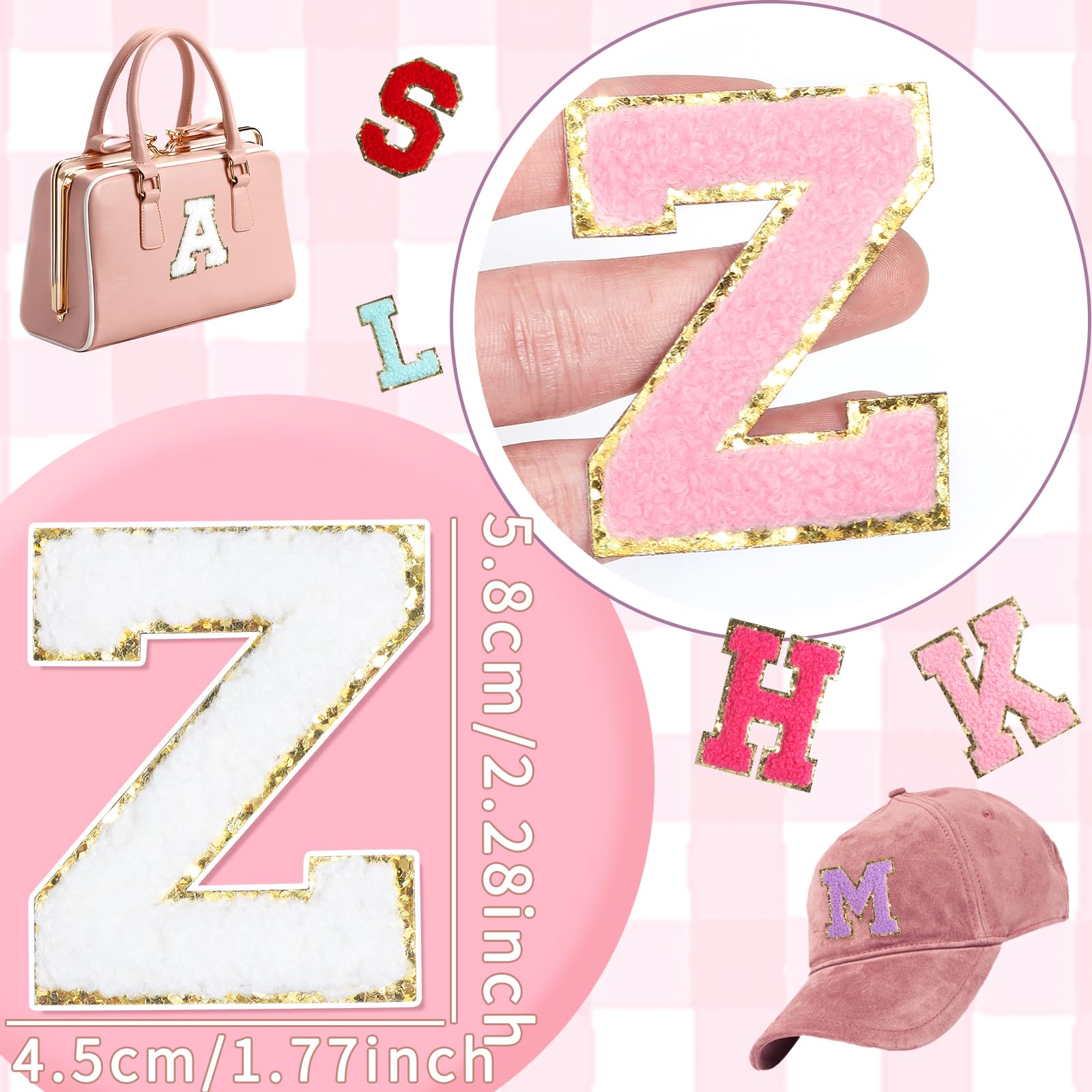 8 parches autoadhesivos de felpilla para bolsas, parches de letras Yumttero de 2.16 pulgadas para ropa, vestidos, jeans, sombreros, calcomanías de letras para laptop, teléfono, nevera, accesorios de