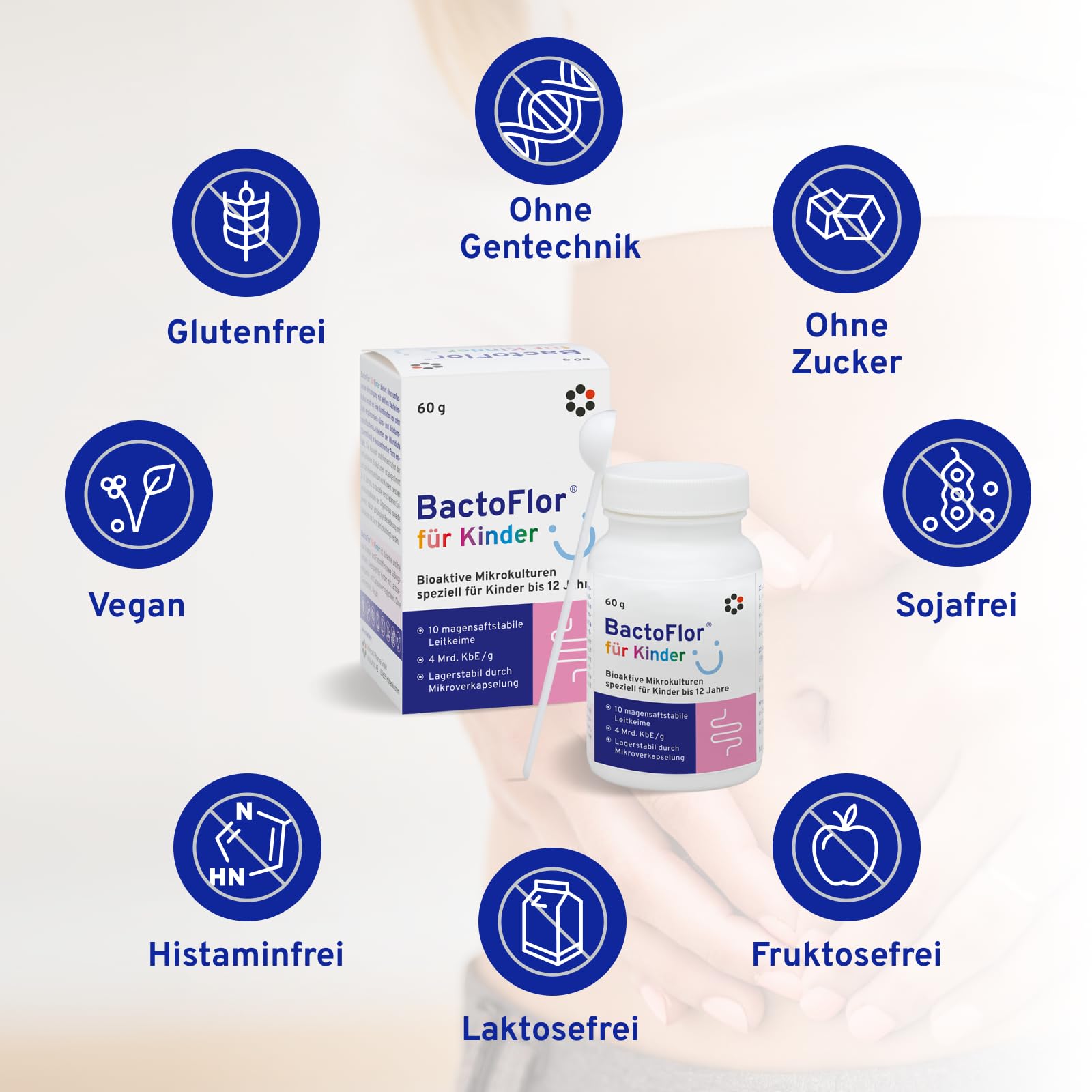 BactoFlor® für Kinder (60 g)– Probiotika Pulver mit 10 Kulturen für den Darm – 4 Mrd. KbE/g – mit Lactobacillus & Bifidobacterium – geschmacksneutral, vegan & glutenfrei – für Kinder bis 12 Jahre