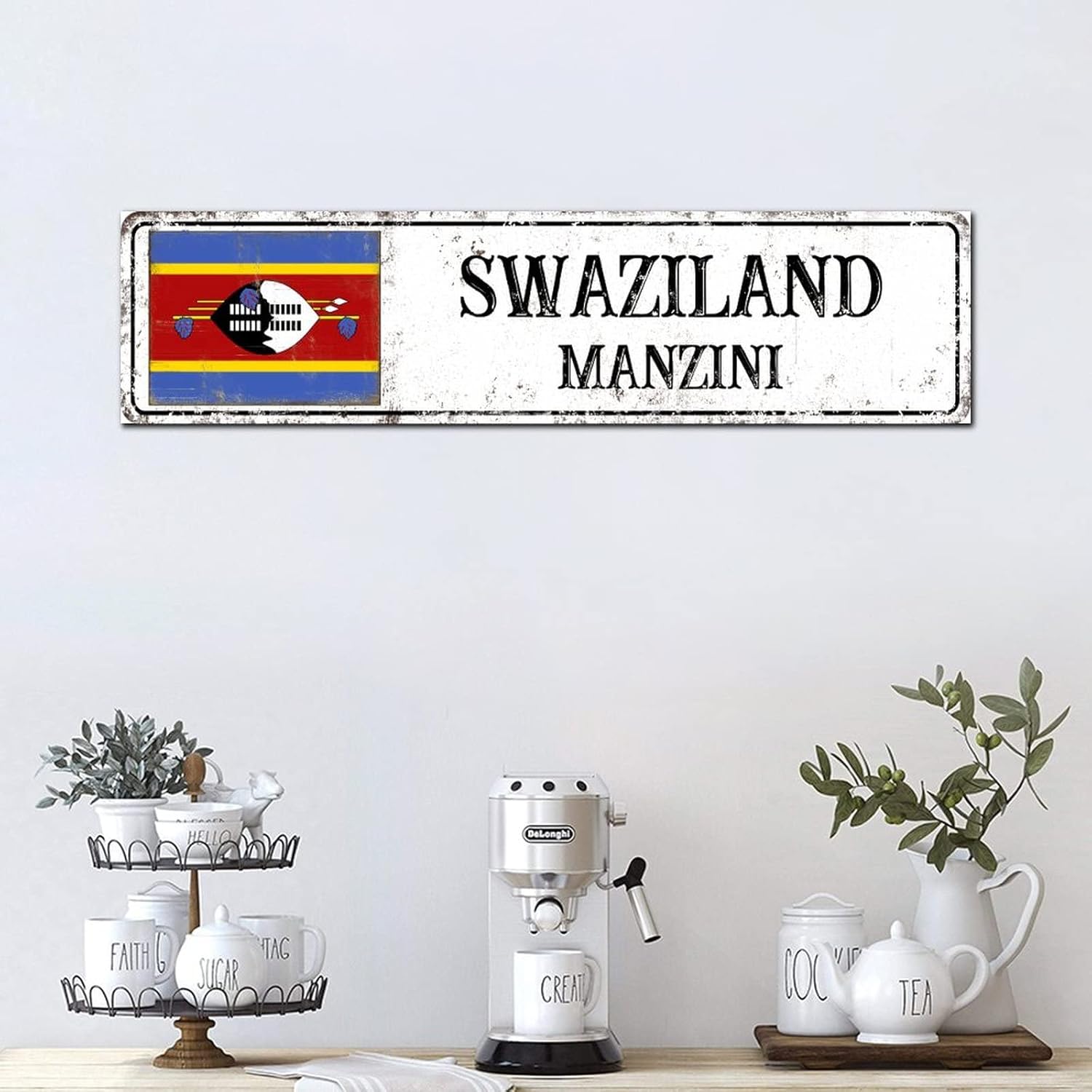 Madcolitote Rustic Swaziland Wood Signs Swaziland Flag Street Custom Signs Outdoor Metal Vintage Country Patriotic Decor Wood Plaque Country Souvenir Wall Art Wall Decor 6x24in