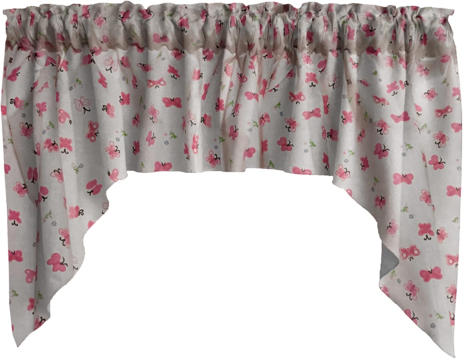 Zen Creative Designs Floral Butterflies Print Swag Cotton Window Valance Home Décor Bedroom Nursery Kitchen Window (Blue)