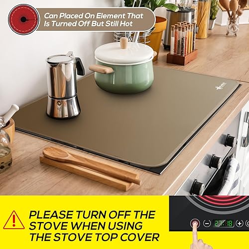 Miniatura 3 de FLASLD Cubiertas superiores, protector de estufa eléctrica resistente al calor, protector de silicona grande impermeable para horno plano para