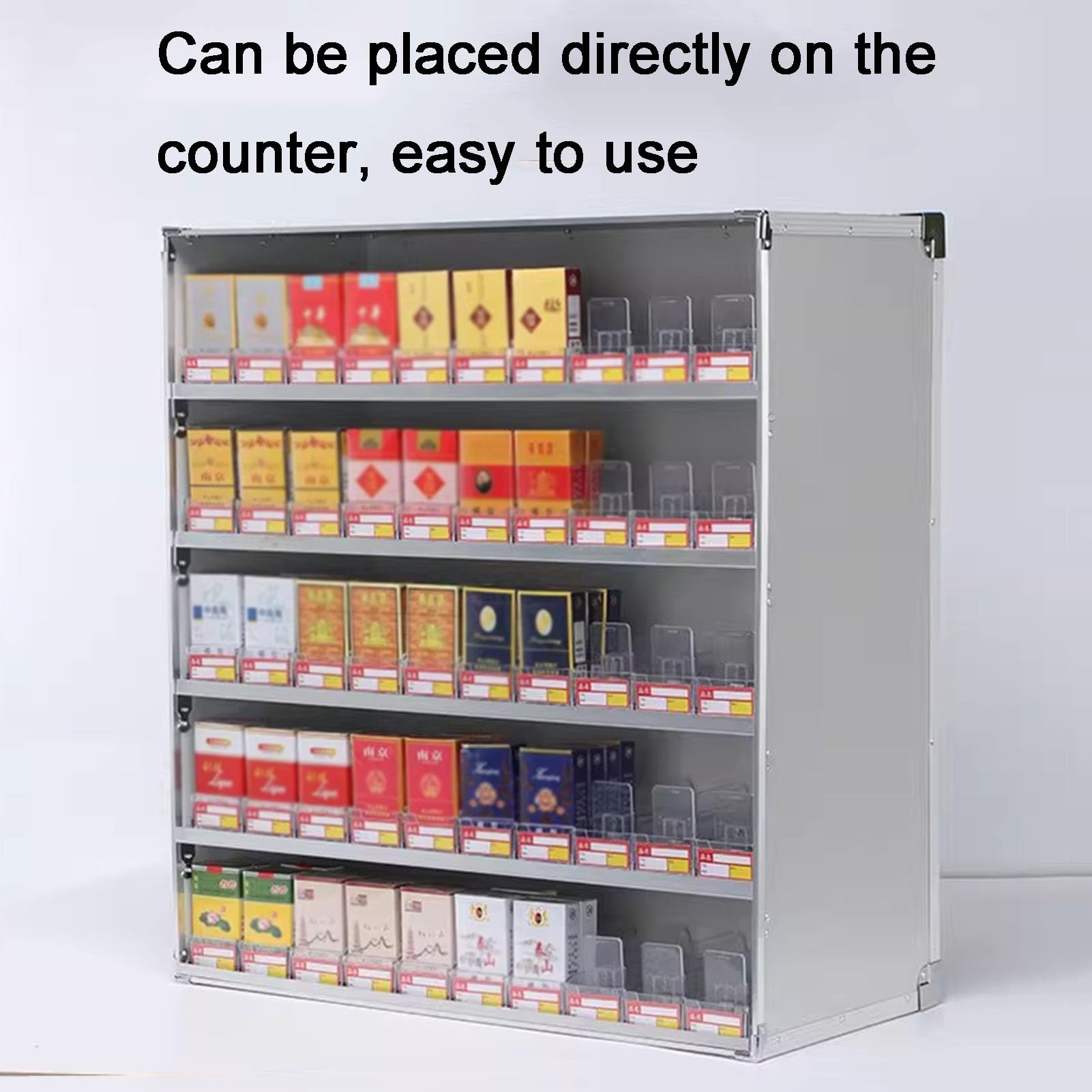 XPLKQXE Portasigarette Rettangolare, Espositore per Sigarette con Spingisigarette Automatico, Espositore Portatile per Scatole di Fiammiferi, Scaffale Organizzatore(45x29x93cm)