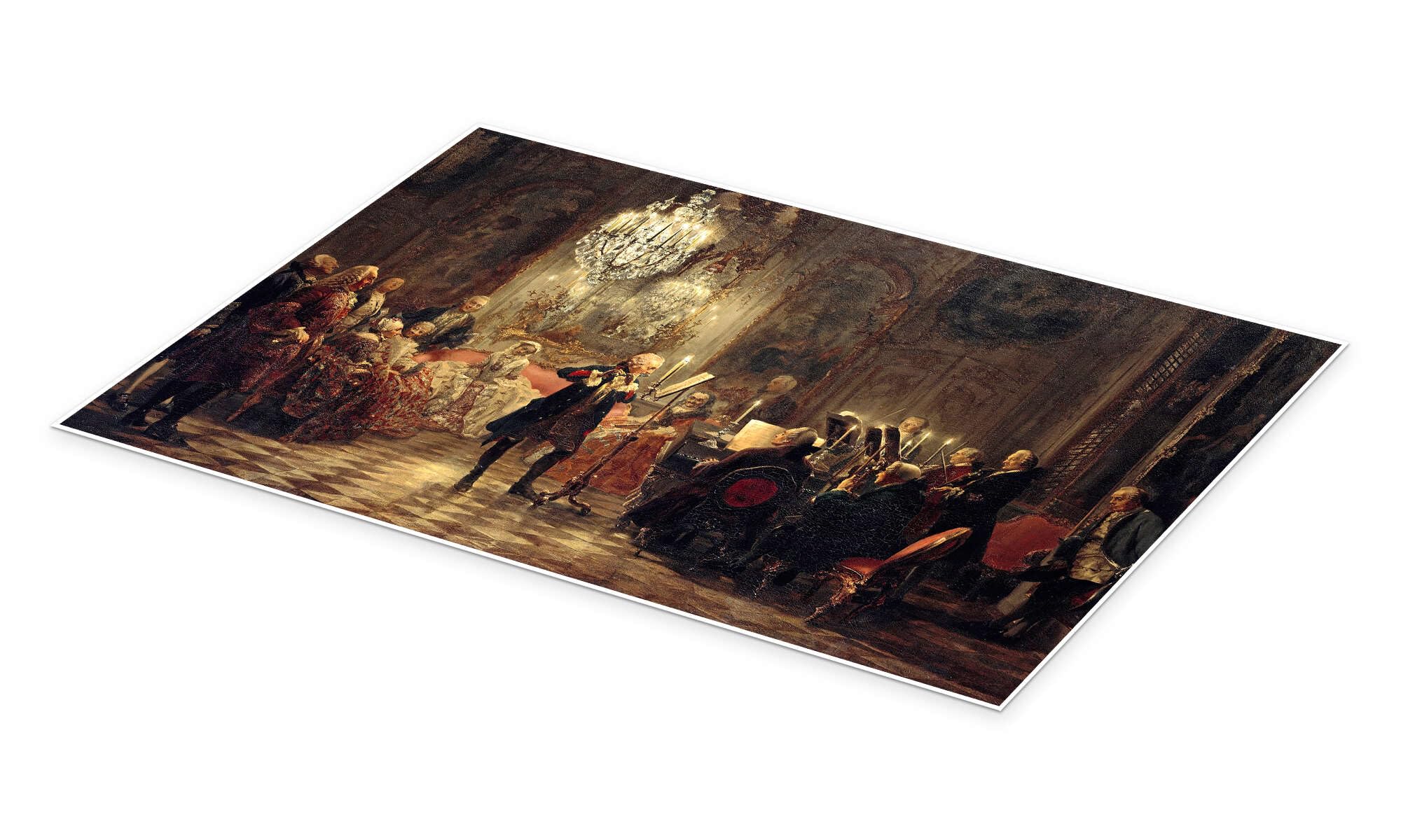 Posterlounge Il concerto per flauto Poster | 120 x 80 cm di Adolph von Menzel Quadri Decorazione per pareti