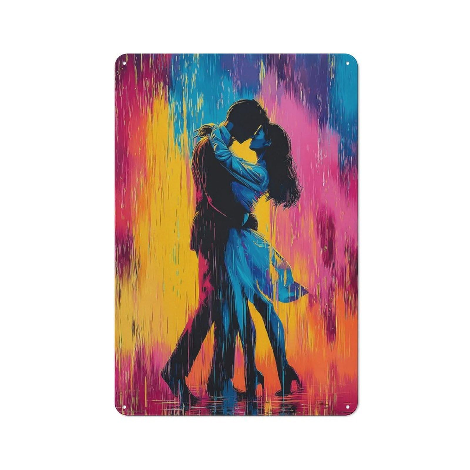Junmoney Rainbow Kiss Love's Dance Retro Tin Wall Plaque 30X20cm For Garage Or Workshop, A Metal Wall Feature For Garages And Tool Rooms