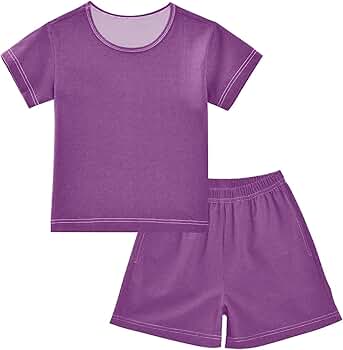 Amazon.com: HMZXZ Boys'Short Sleeve Sets Purple Texture
