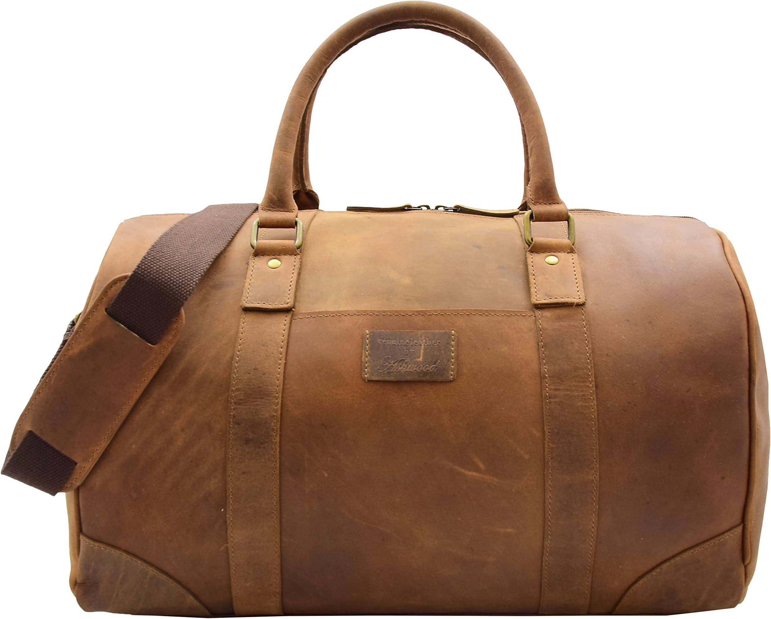 A1 FASHION GOODSCabin Size Travel Duffle Genuine Leather Holdall Weekend Bag MARS