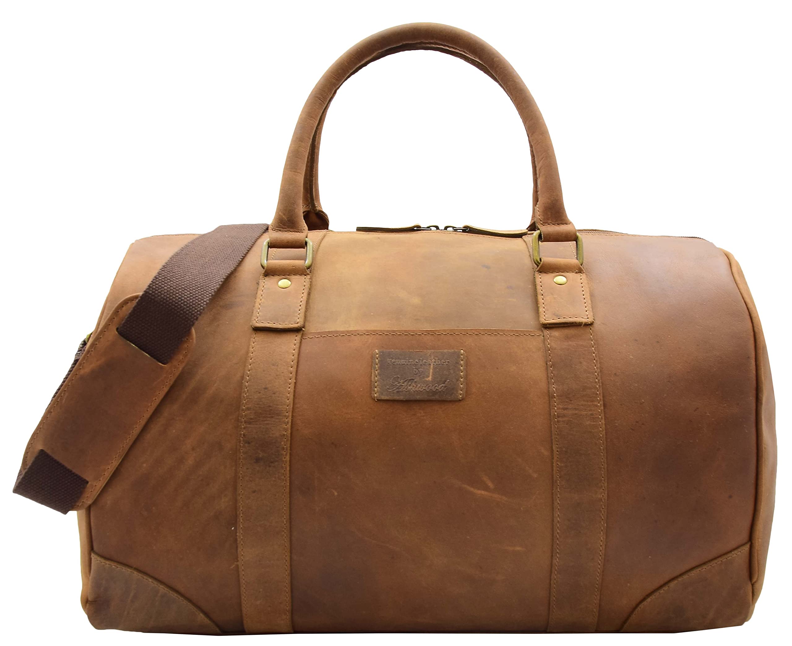 A1 FASHION GOODSCabin Size Travel Duffle Genuine Leather Holdall Weekend Bag MARS