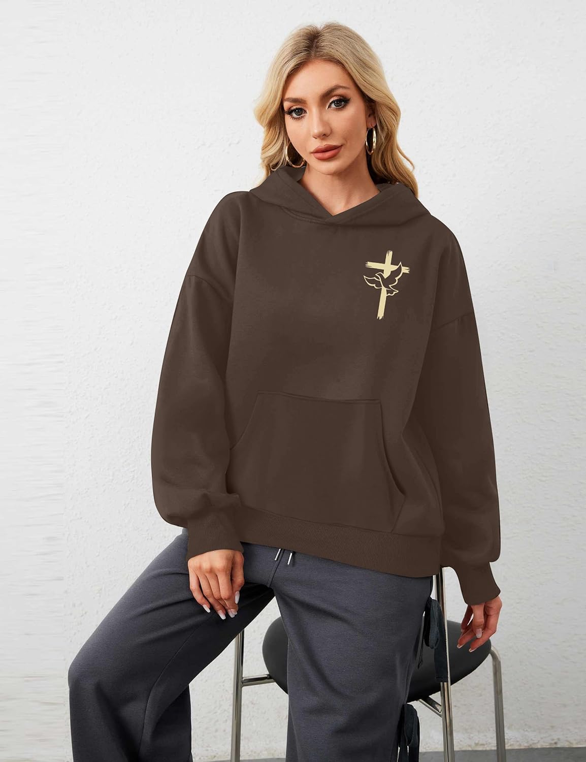 MAXIMGR Christian Sweatshirts for Women God Is Good Hoodies Oversized Jesus Religious Sweater Bible Verse Pullover Tops - Image 4