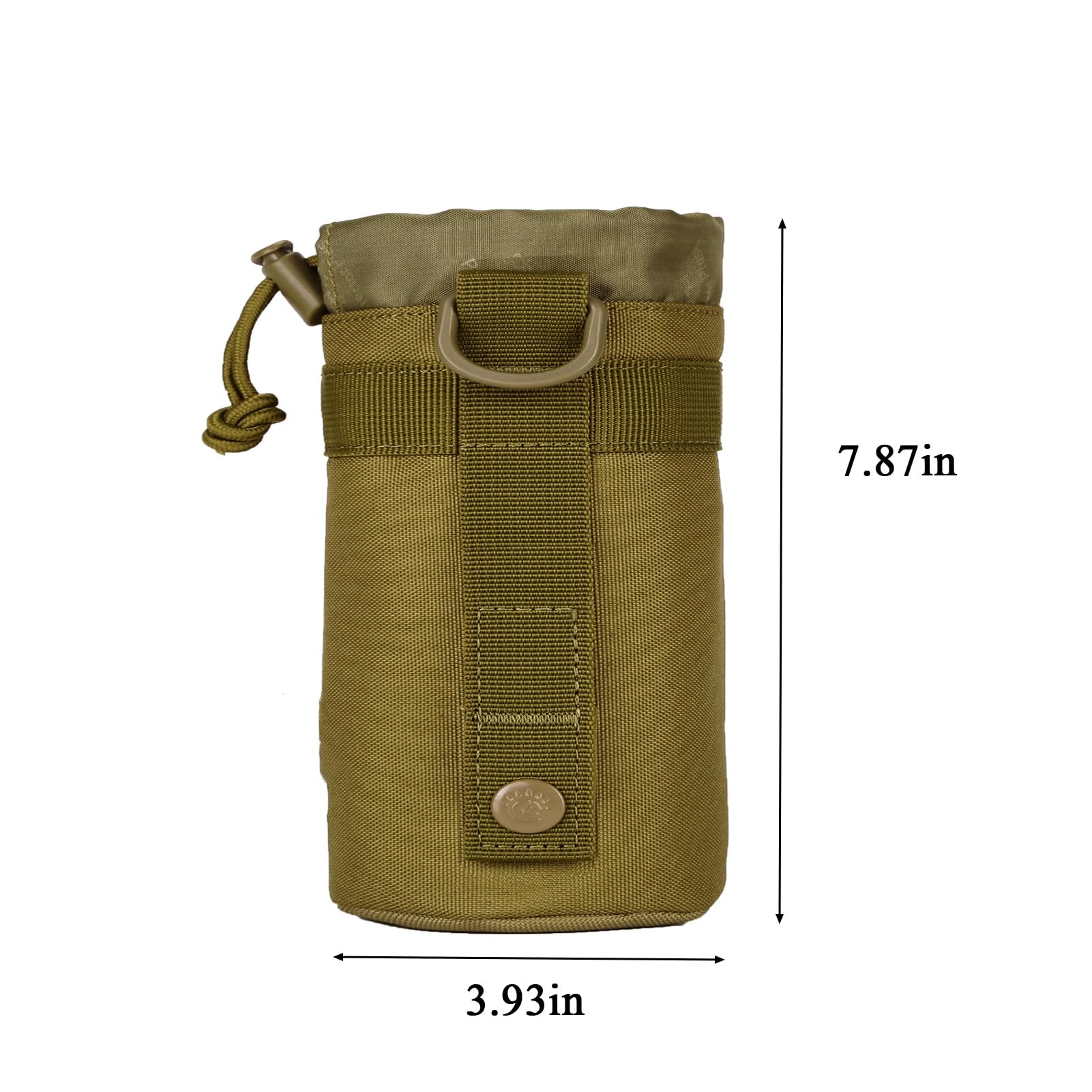 Lake Of Fire 2PCS Nylon Molle Tactical Water Bottle Holder Fits 10 to 40 Ounce, Drawstring Open Top (Brown)