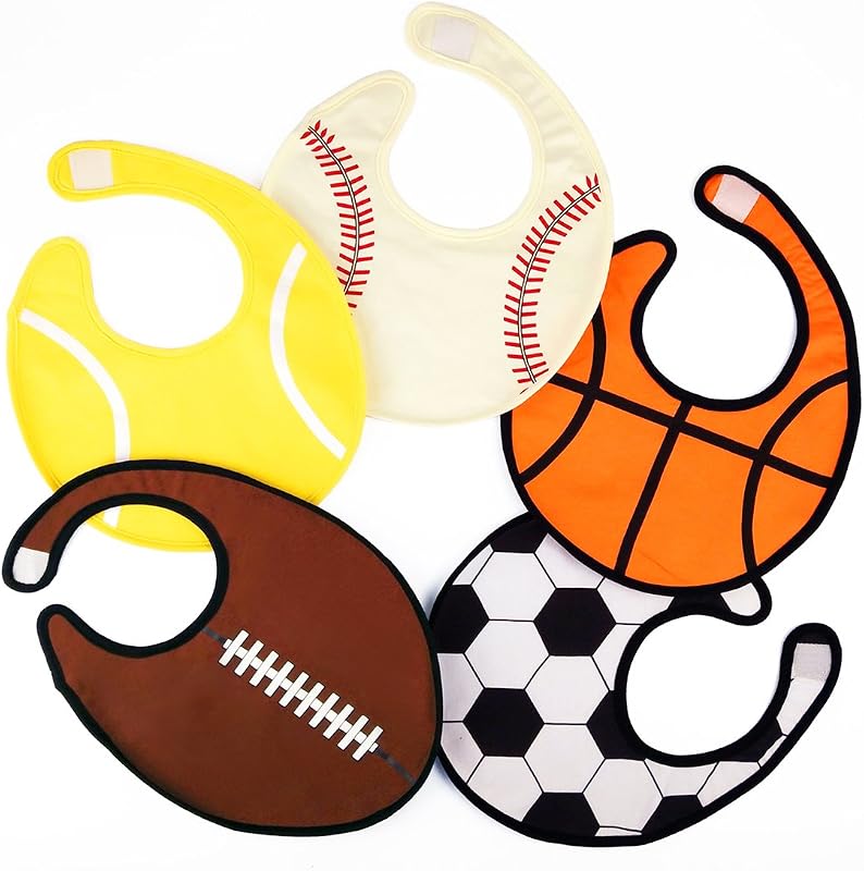 Waterproof Baby Boy Sports Bibs,Triple Layer-Cotton Front,Plastic Liner,Polyester Fleece Back,Highly Absorbent Drooling Burp Cloths for Boys Girls(5bibs)