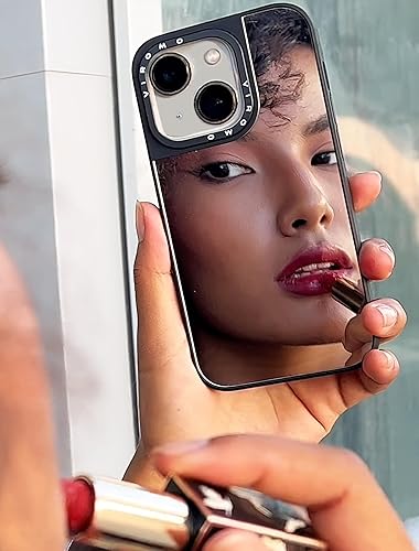 Funda de espejo para iPhone 14 (solo con 2 unidades) protectores de pantalla, esquinas suaves a prueba de golpes, espejo de bolsillo, bonita funda