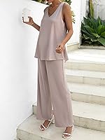Vista 4 de Verdusa Conjunto de 2 piezas de camiseta sin mangas dividida y pantalón suelto para mujer
