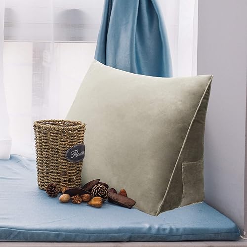Miniatura 5 de homecozy Almohada triangular de lectura y reposo en cama cojín de respaldo de soporte lumbar para sentarse en la cama sofá o silla terciopelo de 24