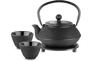 Velaze Cast Iron Teapot Set: A Quintessential Japanese Tea Kettle for an Unforgettable Tea Experience.