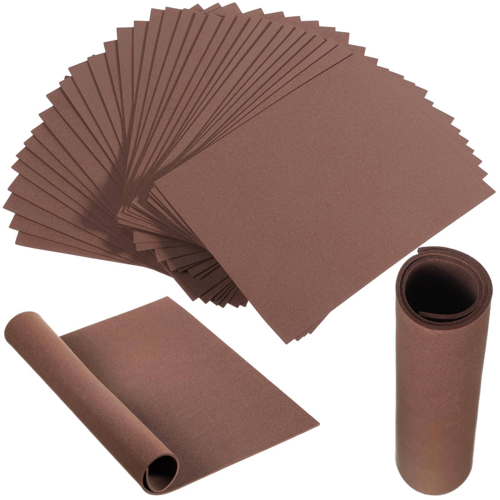 Azonee Brown Foam Sheets Crafts, 50 Pcs 9 x 12 Inch Eva Craft Foam Paper, 2mm Thick Handicraft Foam Paper for Office Art DIY