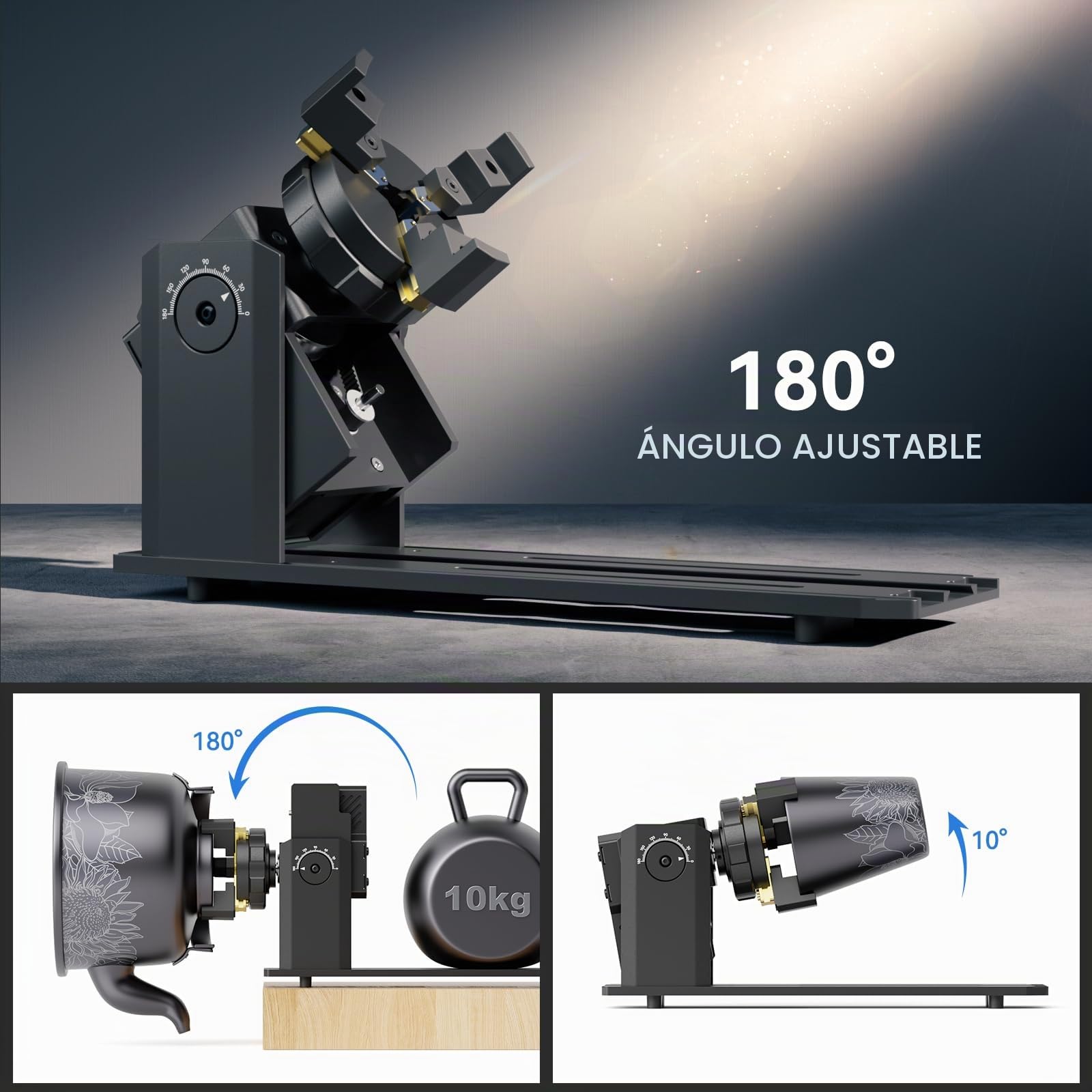 SCULPFUN RA Pro Max - Rodillo giratorio 4 en 1, portabrocas giratorio para grabador láser S9, S30 Ultra y A9, módulo de grabado multifunción eje Y