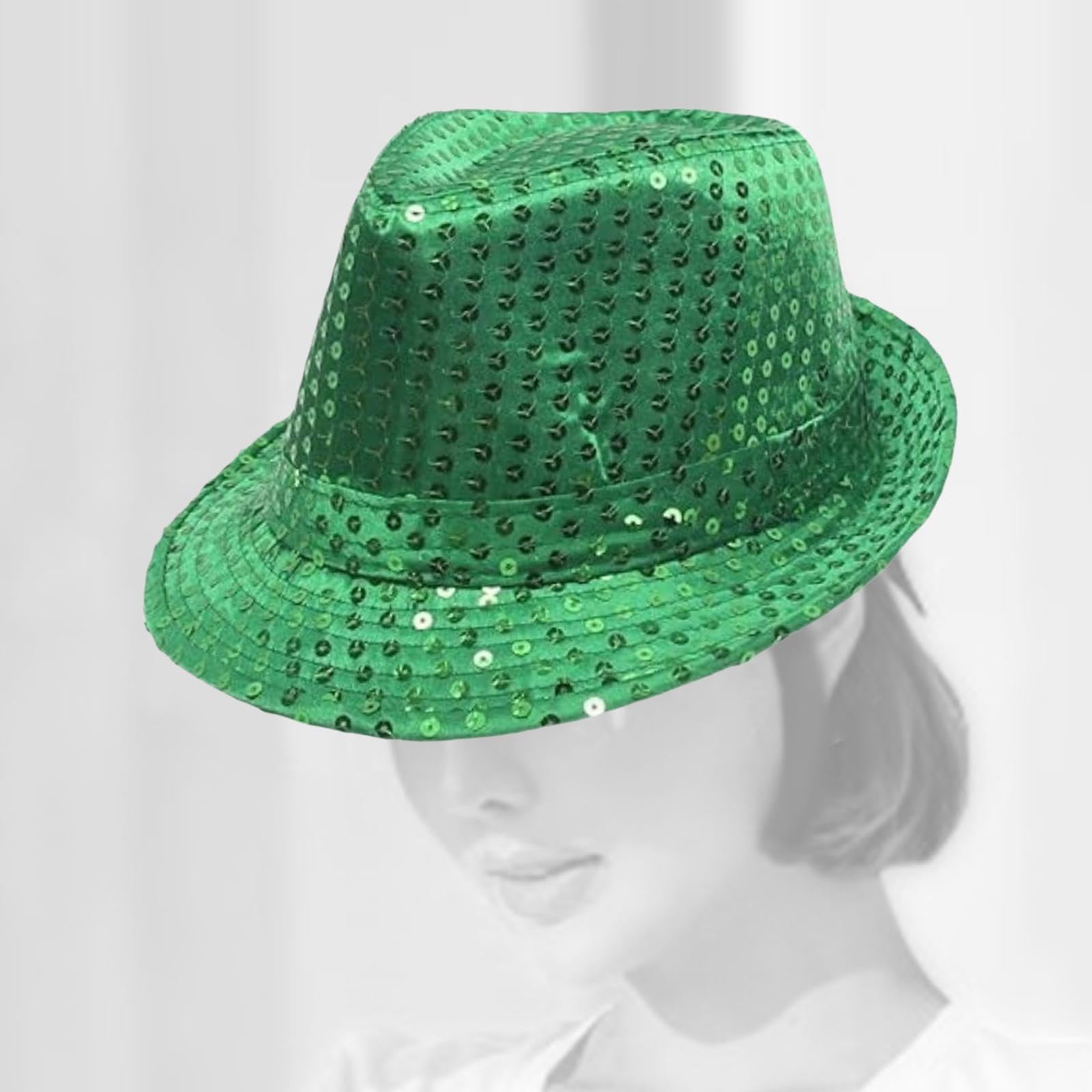 Cappello a bombetta con paillettes per feste in maschera carnevale accessorio per costume scintillante jazz copricapo