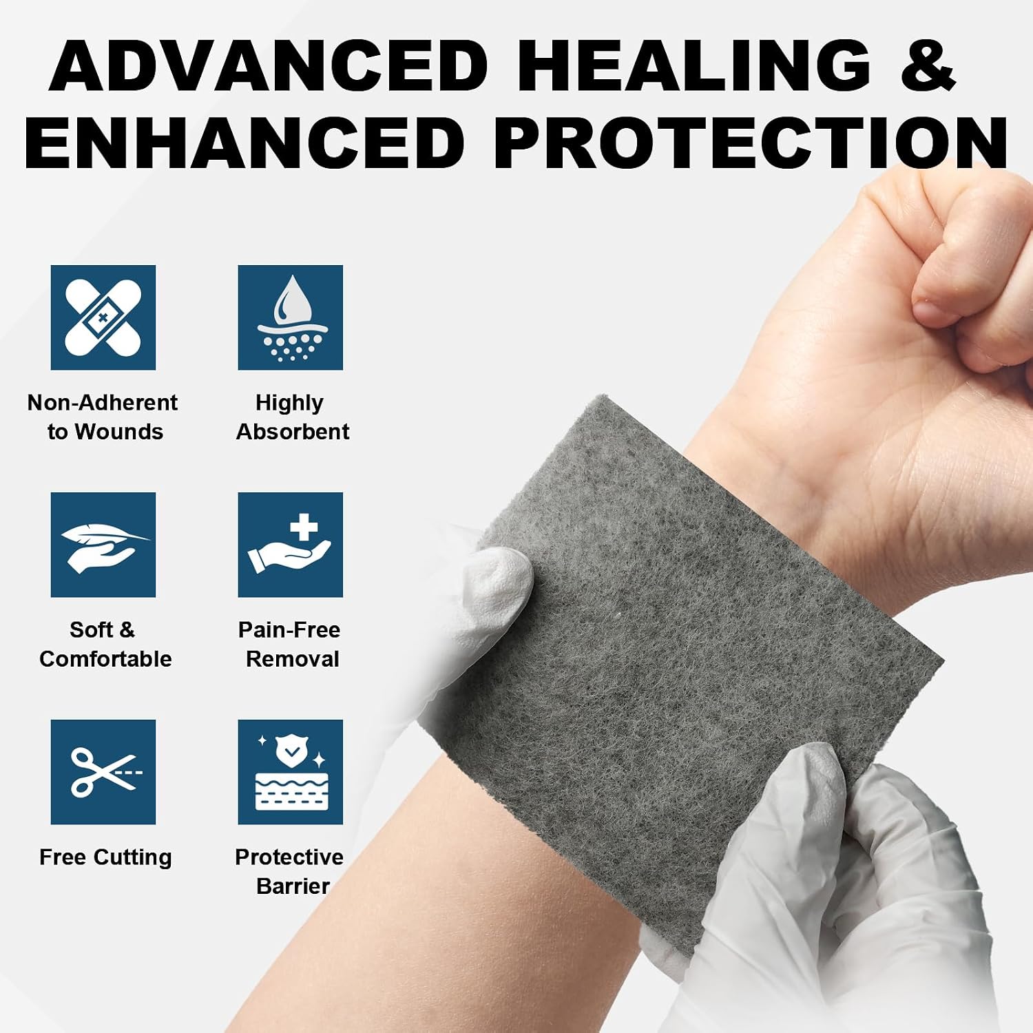 Ag Silver Calcium Alginate Wound Dressing Pads, 4" x 4" Non Stick Gauze 5Packs Individual Wrapped Silver Dressings Highly Absorbent Sterile Bandage Pads for Wound Care