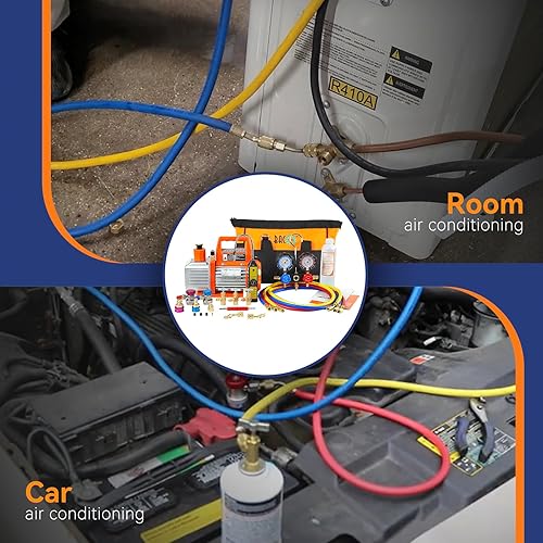 Miniatura 8 de BACOENG R1234YF - Juego de bomba de vacío y medidor de CA, kit de bomba de vacío HVAC de 4 CFM con detector de fugas para refrigerante R1234yf R134a