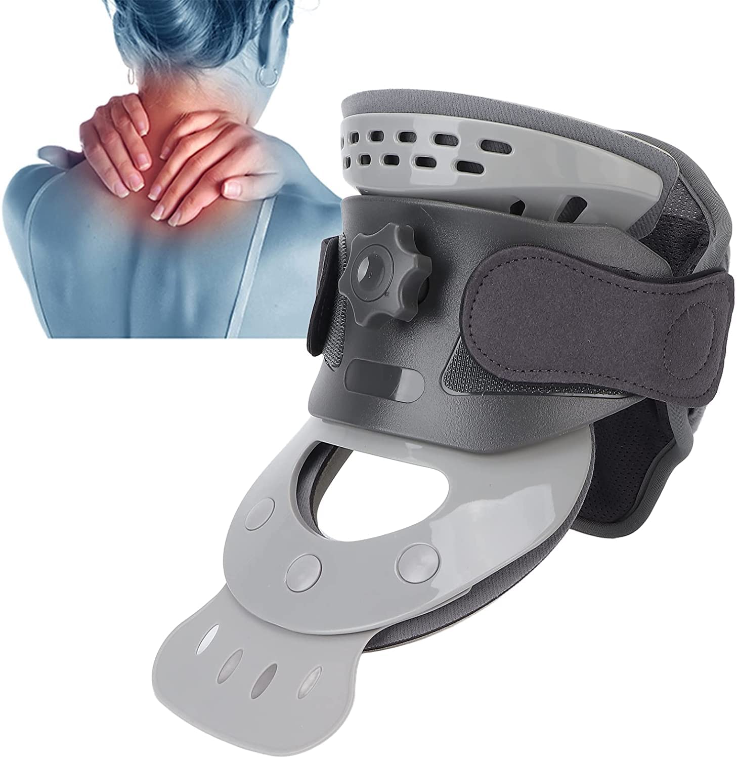 Collarín Cervical ergonómico - Dispositivo de tracción del Cuello Cervical con 3 Controles de Temperatura - Camilla de Soporte de Cuello Flexible Ajustable para aliviar el Dolor