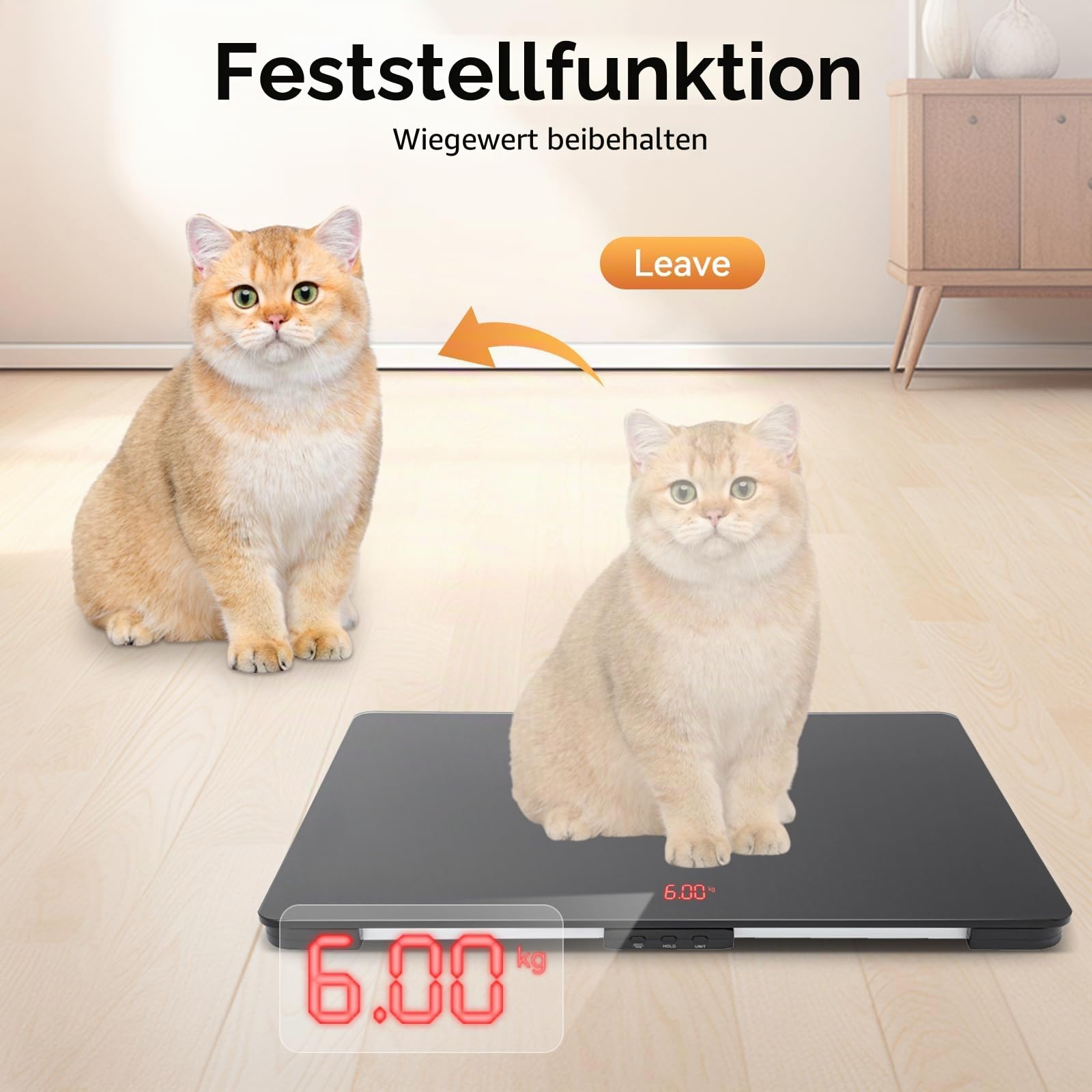 Hundewaage Digitale Waage 100kg Tierwaage für Hunde, mit LCD-Anzeige Haustierwaage Katzenwaage Kleintierwaage Babywaage, für Privathaushalten, Tierkliniken, Kinderschulen usw, Schwarz