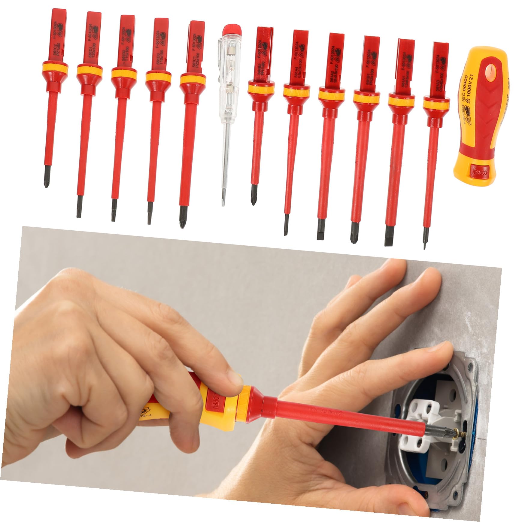 Set de 13 Destornilladores Aislados Vde 1000 V para Electricista | Puntas Estrella, Pozidriv y Ranurada Magnética, Acero al Vanadio, Estuche Incluido