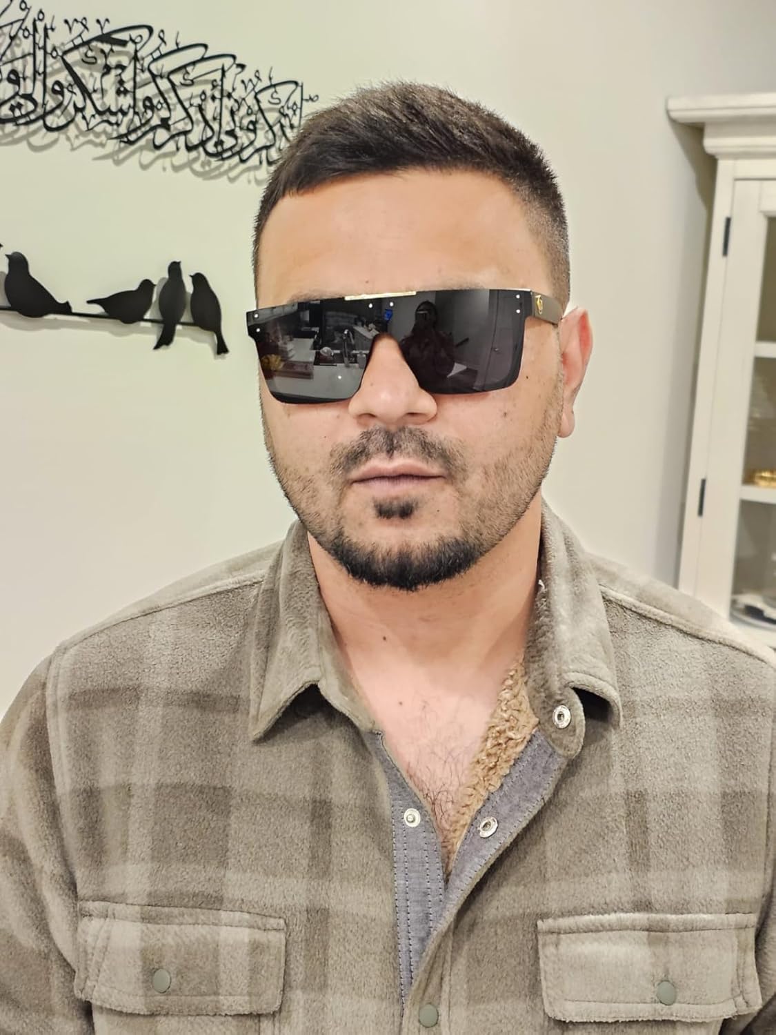 FEISEDY Polarized Sunglasses for Men, Oversized Square Flat Mirrored Z87 Lens, Fishing Driving Golf Outdoors Coastal B2990 - Image 2