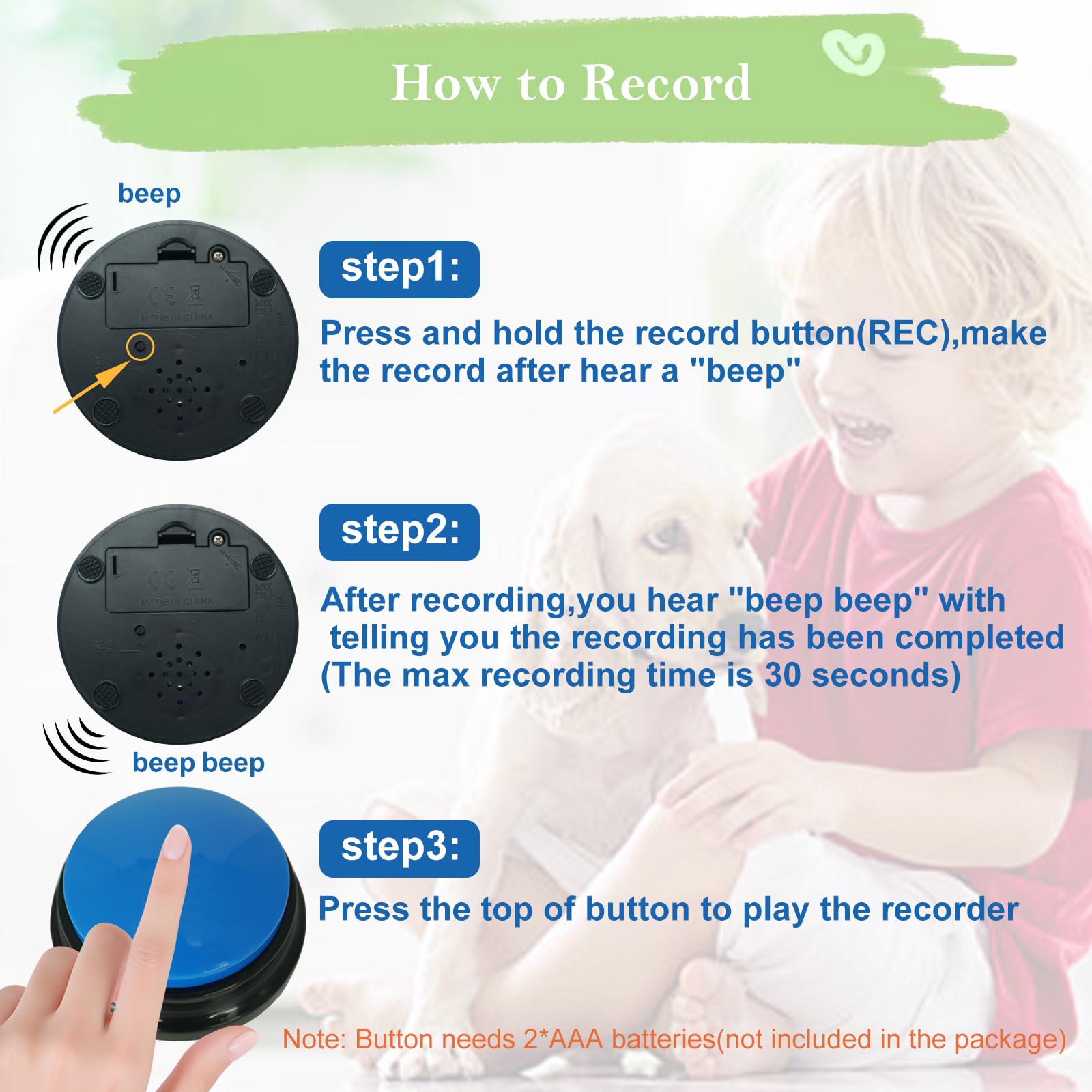 Gelabur Set of 4 Dog Buttons for Communication Voice Recordable Buttons for Classroom Dog Training Talking Buttons Starter Set - Image 4