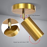 Vista 3 de Lámpara de techo de iluminación de pista, lámpara de techo dorada, focos Gu10, ajuste de ángulo interior, lámpara de pared moderna para sala