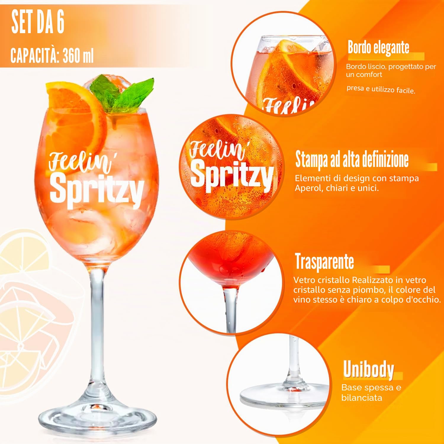 Set di 6 Bicchieri Aperol Spritz in Confezione Regalo - Bicchieri Premium Aperol∣Cannucce Glasstrohhalme∣Sottobicchieri in Sughero, Ideali per gli Amanti di Aperol (6)