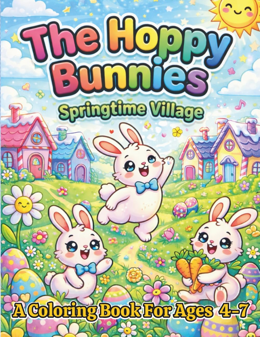 The Hoppy Bunnies Coloring Book: Cute Springtime Time Coloring Book For Kids