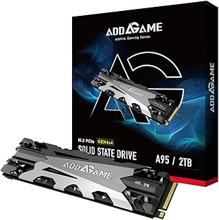 Addlink Addgame PS5 Compatible A95 2TB 7200 MB/s Read Speed Internal Solid State Drive - M.2 2280 PCIe NVMe Gen4X4 3D TLC NAND SSD with Heatsink (ad2TBA95M2P)