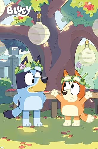 Trends International Bluey - Póster de pared Duo de 34 pulgadas de largo x 22.4 W, versión sin marco Versión enmarcada Barnwood,Versión con marco