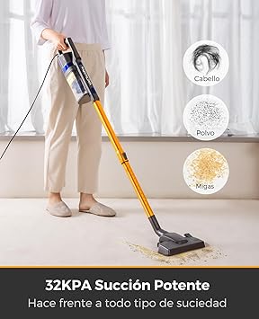 VACTechPro 32KPa/680W/6M Aspiradora, Aspiradora con Cable con 800ML Cubo de Basura, Aspirador con Diseño de Doble Asa, Aspirador con Cable para Suelos Duros, Aspirador Vertical Oro1