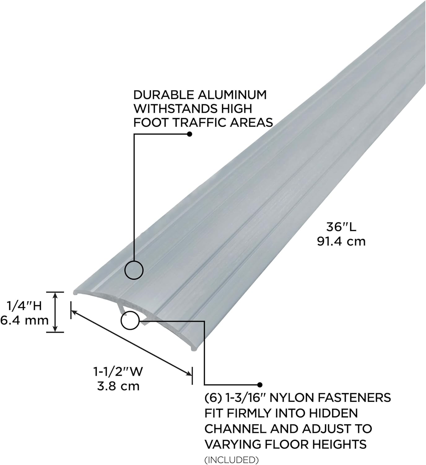 m-d building products 46131 1-1/2 in. x 36 in. satin silver aluminum multi floor transition satin silver 36 in