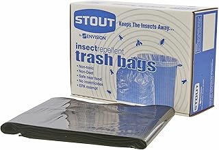 Stout P3752K20 Insect-Repellent Trash Garbage Bags 55gal 2mil 37 x 52 Blk 65/Box